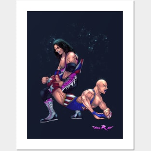 Bret Hart VS Kurt Angle wrestling Dream match original art Posters and Art